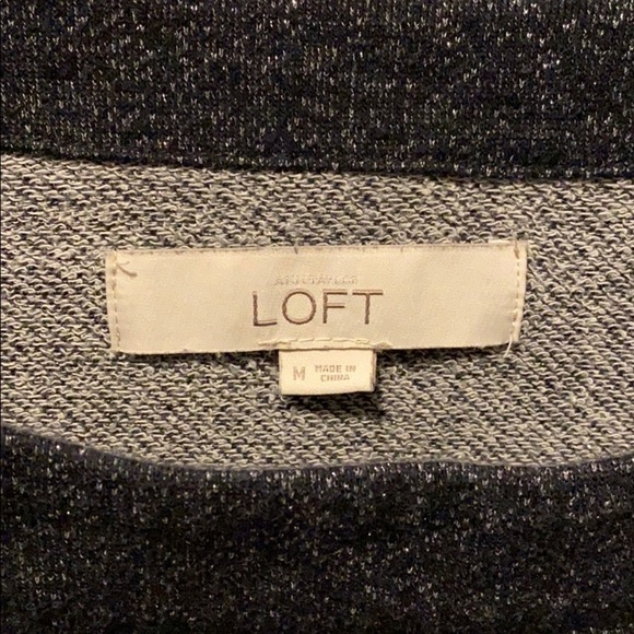 LOFT Zipper Detail Shimmer Crew EUC - Picture 4 of 12